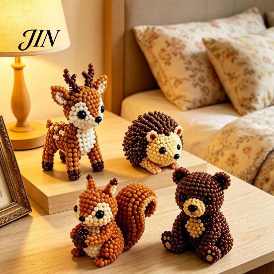 Adult Craft Kit Beads Tiny 3D Beaded Animal Kit, Cute DIY Beading with Colorful and Detailed Tutorial Instructions, 4 Designs Handmade Jewelry