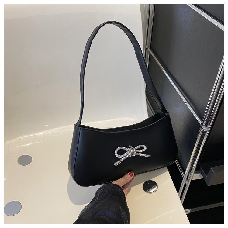 Простой темпераментный бант 2024 новый тренд корейская версия мода повседневная иностранный стиль подмышки однотонная маленькая квадратная сумка