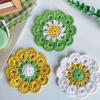 Handmade Crochet Flower Coaster Heat-Resistant Cup Mat for Mugs Glasses Soft