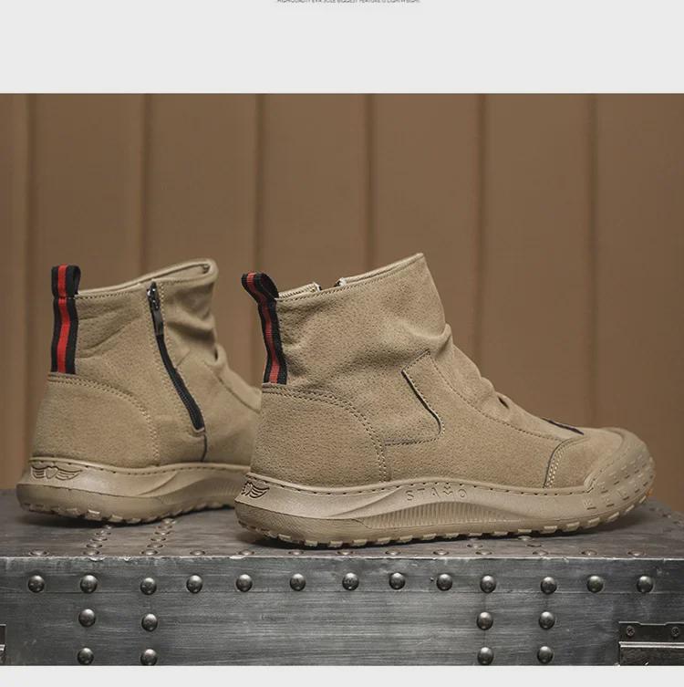 Men's Waterproof High-Top Retro Suede Martin Boots - Dirt-Resistant Casual Work Shoes for Autumn and Winter