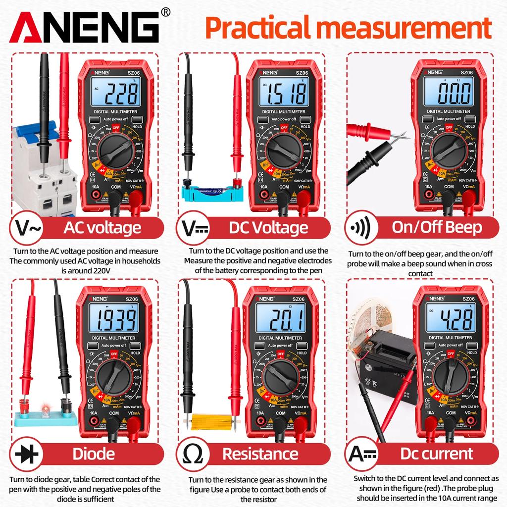 ANENG SZ06 Smart Digital Meter Current Resistance Portable Electrician Profession Multimeter Multifunctional AC/DC Voltage