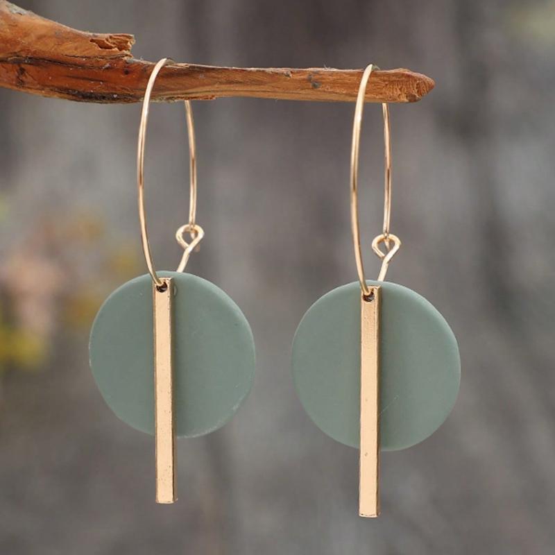 1 Pair Bohemian Minimalist Geometric Circle & Bar Shape Alloy Hoop Earrings, Fashion Multi-Color Alloy Earring Rings for Women, Gift