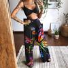 Women Casual Butterfly Printed Sleeveless Camis Tops+Long Pants 2 Piece Set