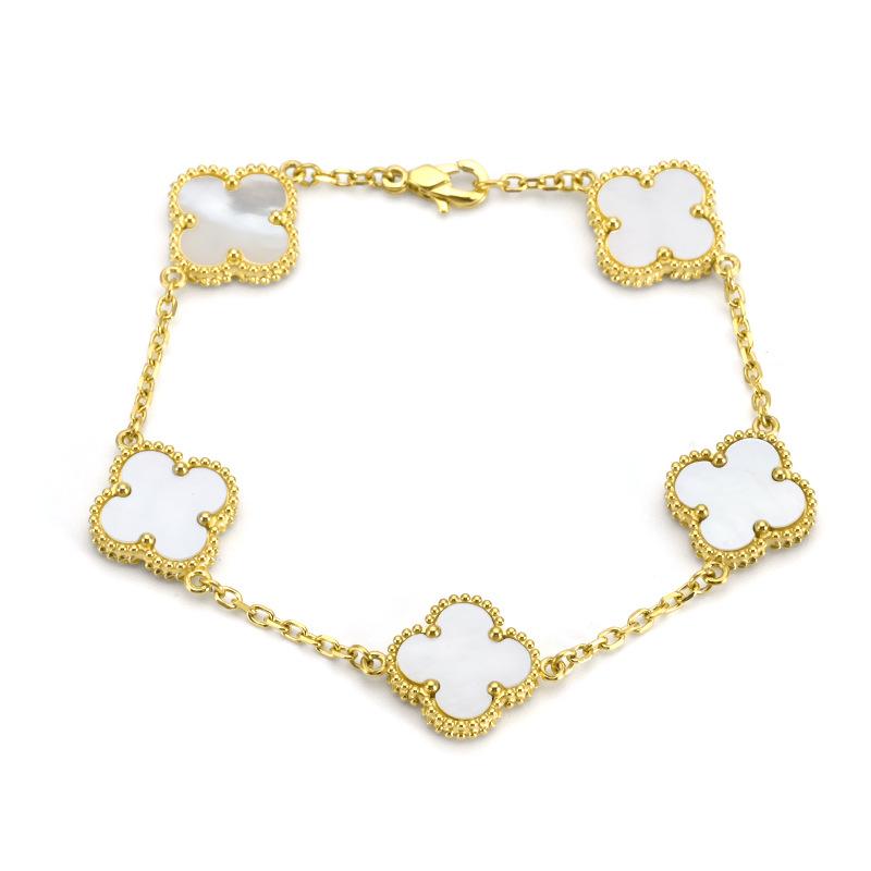 Браслет из титановой стали 15 мм, двухсторонний, с четырехлистным клевером, не выцветающий, модный браслет с цветком четырехлистного клевера