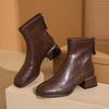 Square Toe Women Ankle Boots Flock Stretch Shoes Thin Mid Heels Black/brown/beige Back Zipper Dress Sock Boots Woman Size 34-40