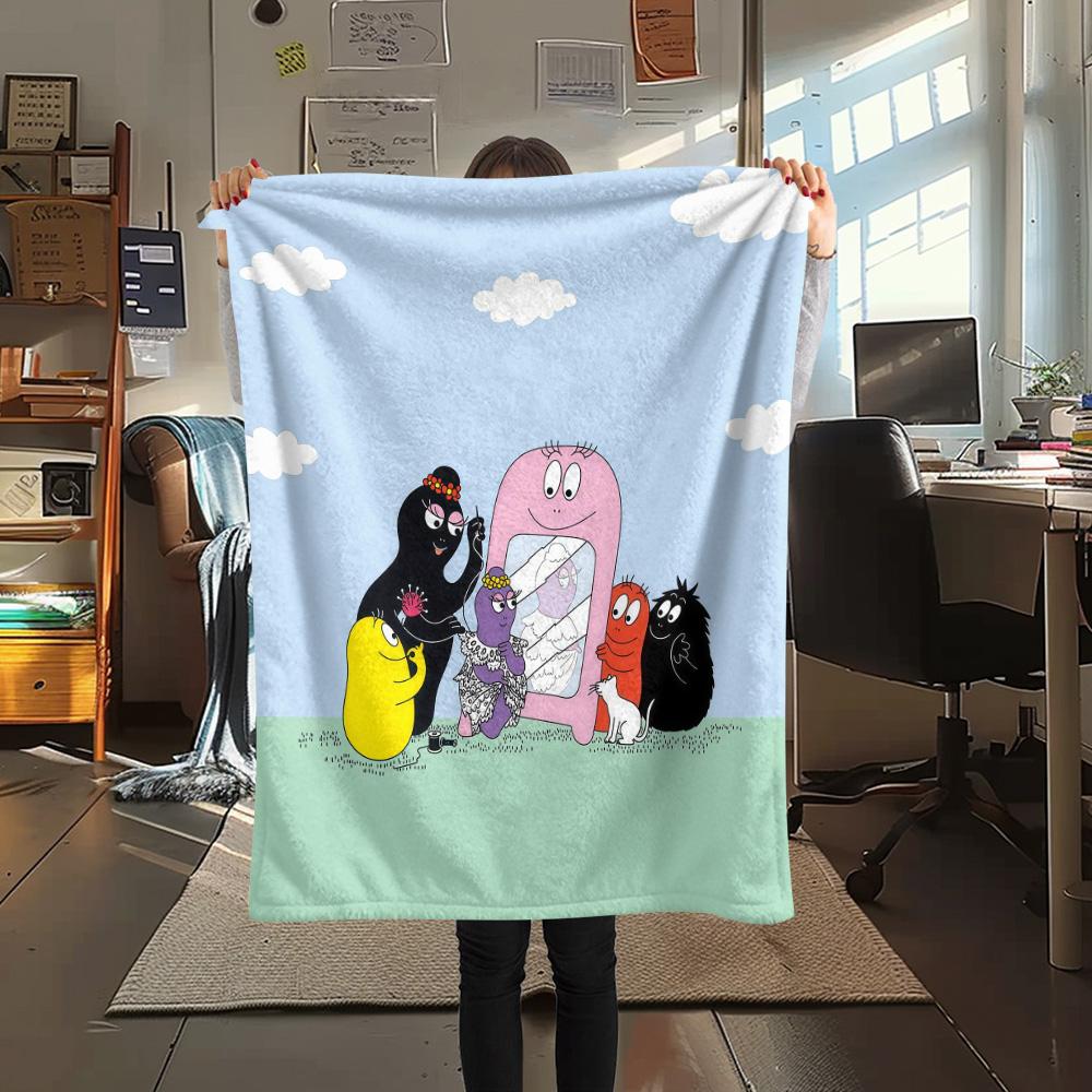 Barbapapa Flannel Blanket, High quality Comfortable for All Seasons, Home Decor, Warmth and Comfort