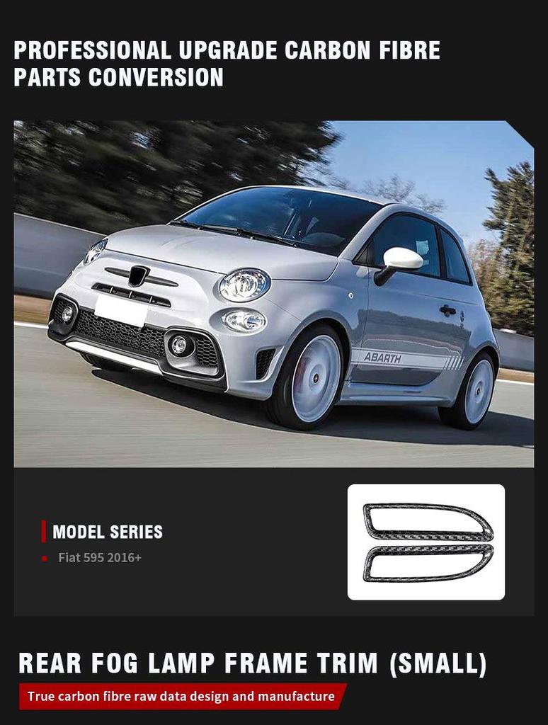 Fiat 500 Abarth 595 2016 Rear Fog Light Carbon Fiber Frame Sticker