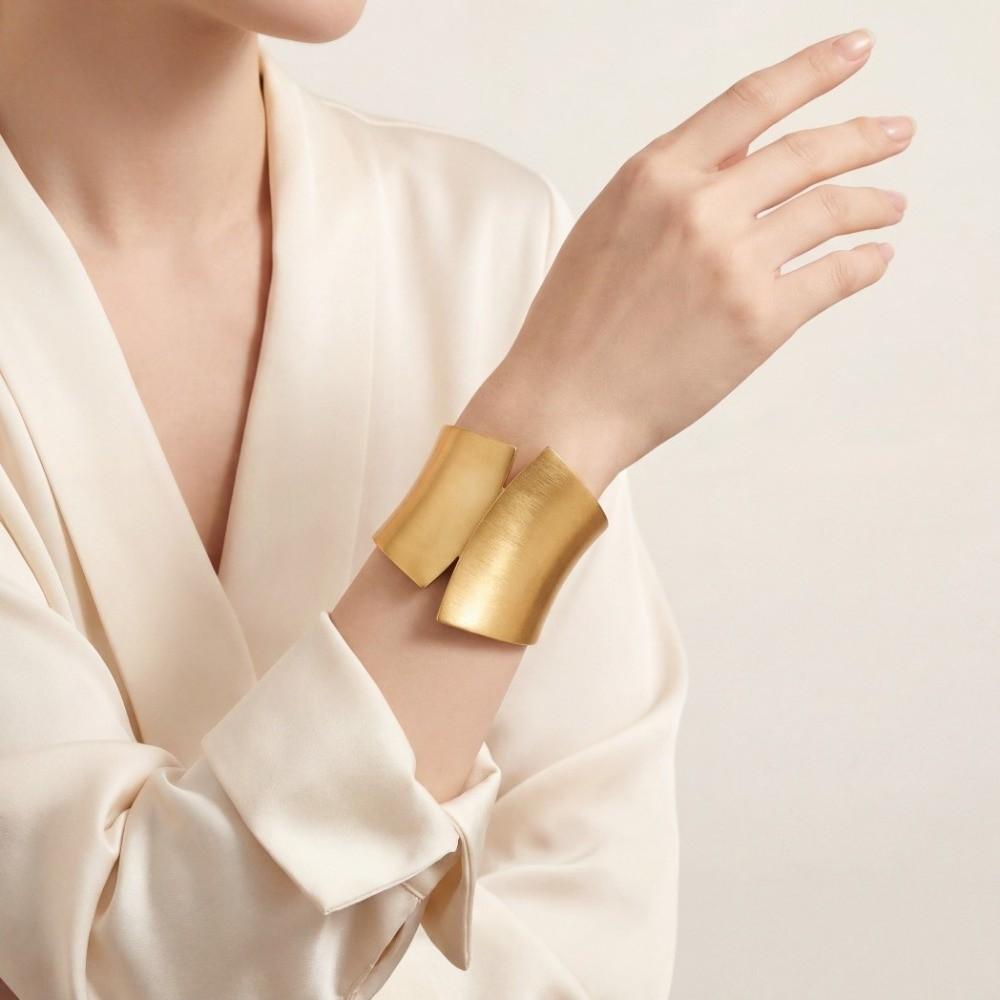 Metallic Finish Wide Cuff Bracelet Extra Wide Statement Wrist Cuff Metal Bangle Party Wear