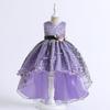 Girls Princess Flower Girl Dress For Party Wedding Costumes Lace Trailing Bow Dress Kids Vestidos Birthday Ceremony Clothes