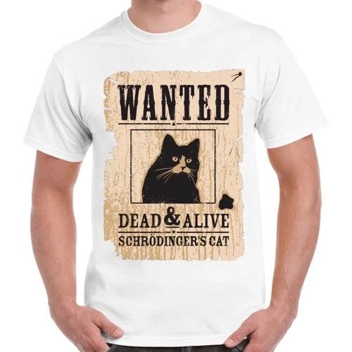 Кот Шрёдингера Разыскивается Живым Или Мёртвым Мужчины Женщины Топ Унисекс Ретро Футболка 2438