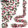 4pcs Pink Flower Garland Artificial Rose Arch Vines Fake Spring Floral Garland for Flower Wall Backdrop Wedding Garden Tea Party Decoration