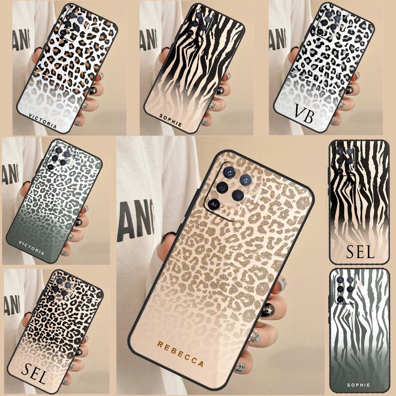 Personalised Initials Tiger Leopard For OPPO A98 A78 A58 A96 A76 A16 A15 A5 A9 A53 A54 A74 A94 A52 A72 A17 A77 A57S A54S Case