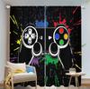 2Pcs Video Game Theme Curtains 3D Controller Pattern Living Room Study Sunshade Modern Gaming Decor Curtains