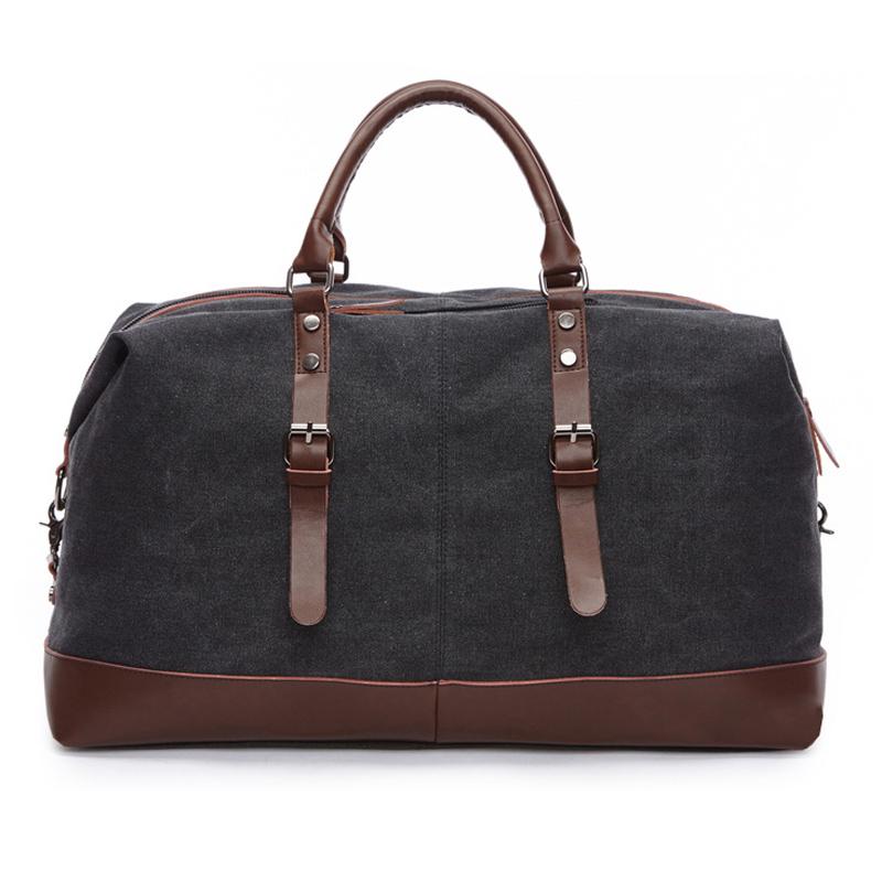 SCIONE Canvas Leather Travel Carry On Luggage Duffel Travel Tote Large Weekend Overnight Male Bag