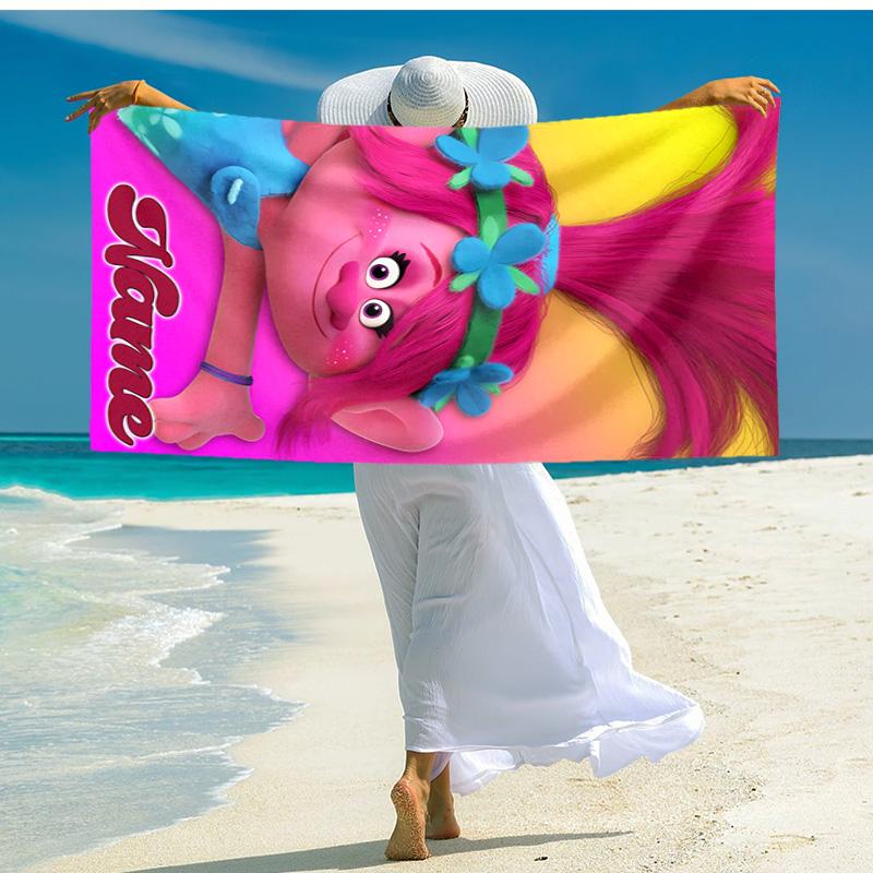Personalized customized proof beach towel with Trolls pattern - soft, absorbent,quick-drying,perfect swimming,camping&bathing