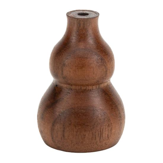 Mini Wooden Vase Natural Walnut Gourd Shape Vase Desktop Small Wood Bud Vase for Living Room Desk Shelf Home Decor