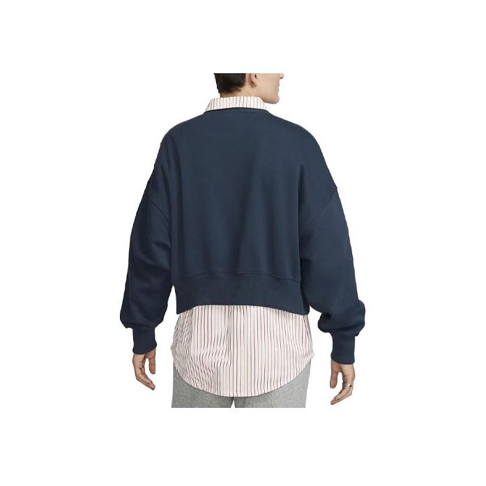 Nike Спортивная одежда Phoenix Fleece City Edition Logo Retro Letter Print Crewneck Sweatshirt Women Hoody Navy-Blue DZ3113-454