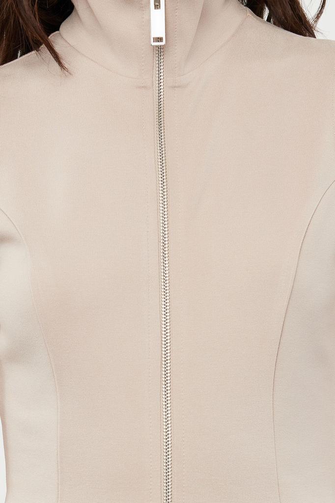 Women's Style Blouse Mink High Collar Zipper Fitted Flexible Knitted Blouse