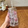 500Ml Bow Plastic Water Cup Mason Jar Shaped Water Bottle With Lid And Straw For Iced Coffee Juice Drink Cup Gift
