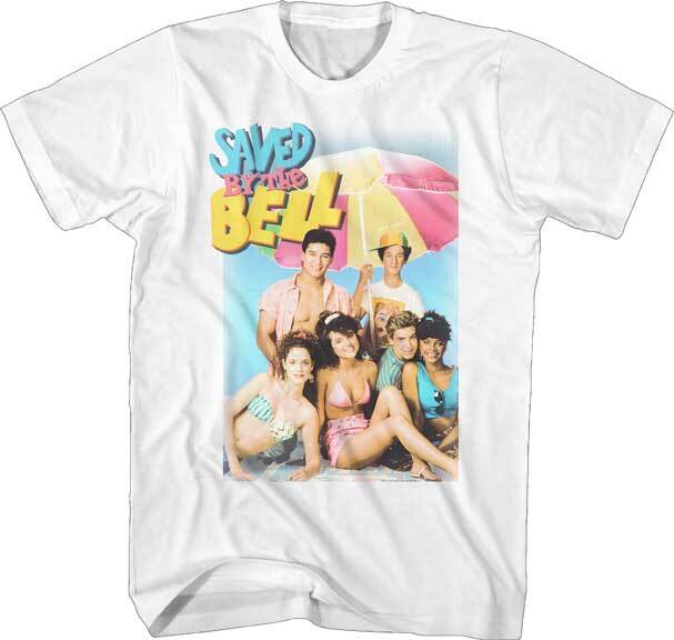 Saved By The Bell TV Show Cast At The Beach With Umbrella Men T Shirt