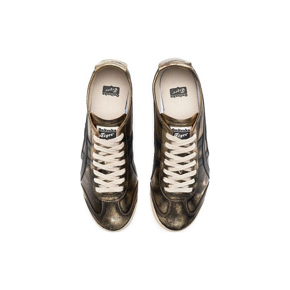 ONITSUKA TIGER Mexico 66 Кожа Синтетика Нескользящие Износостойкие Низкие Спортивные Повседневные Кроссовки Унисекс Золотой Черный 1183C144-200