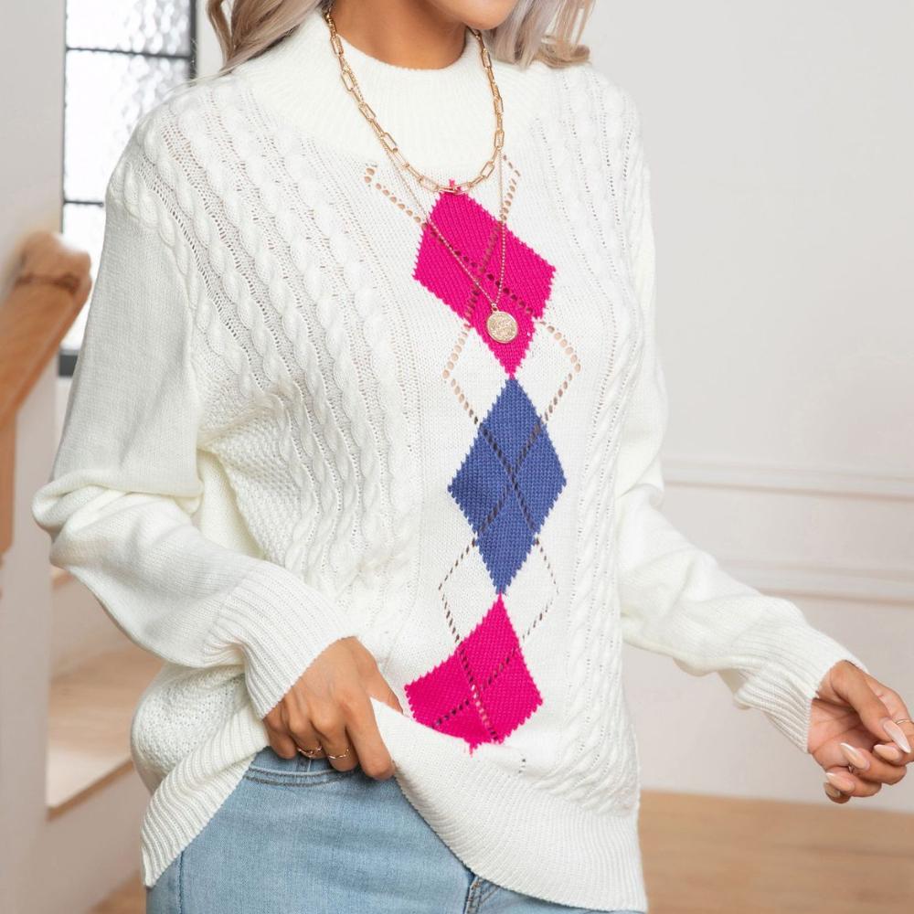 IHUASU Женское осенне-зимнее нижнее белье Hollow Collision Twist с длинным рукавом и полувысоким воротом, вязаный свитер