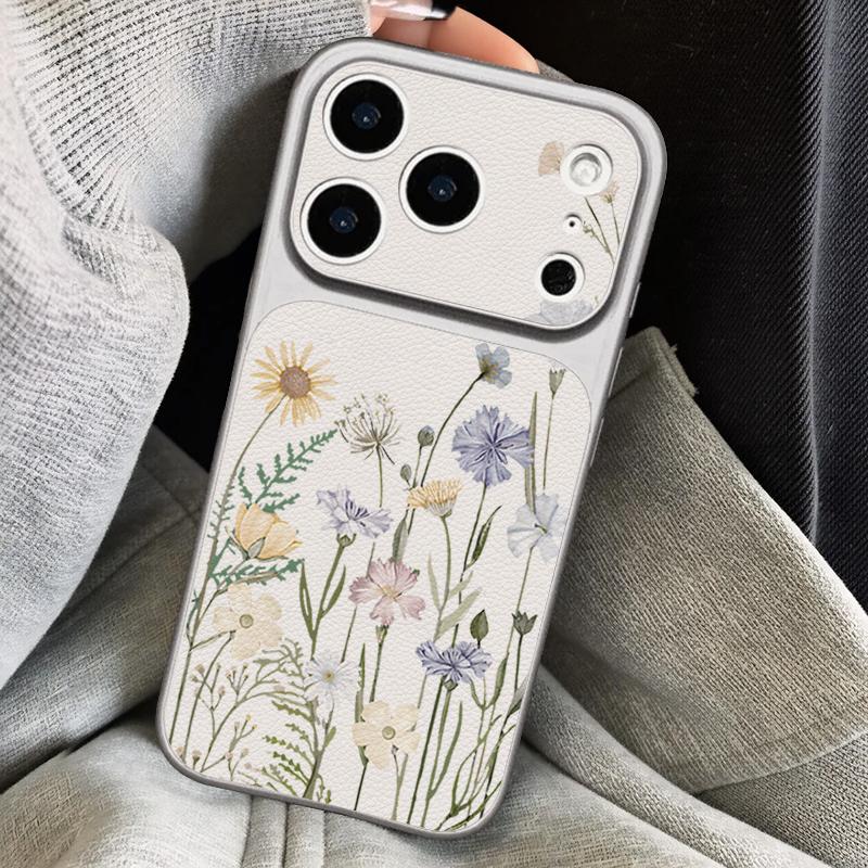 Черный Цветок Лотоса Кожаный Шнурок Чехол Для iPhone 18 Pro Max Гибридный TPU+PU Противоскользящая Мягкая Крышка Для iPhone 17 16 15 14 13 Pro Max