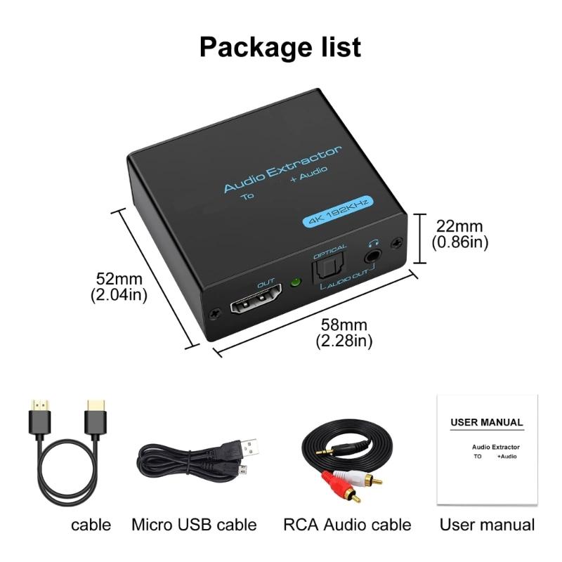 HDTV Sound Extractor 4K HDTV To 3.5mm Sound Adapter Splitter Converter Support HDCP Digital 5.1 for PC Laptop