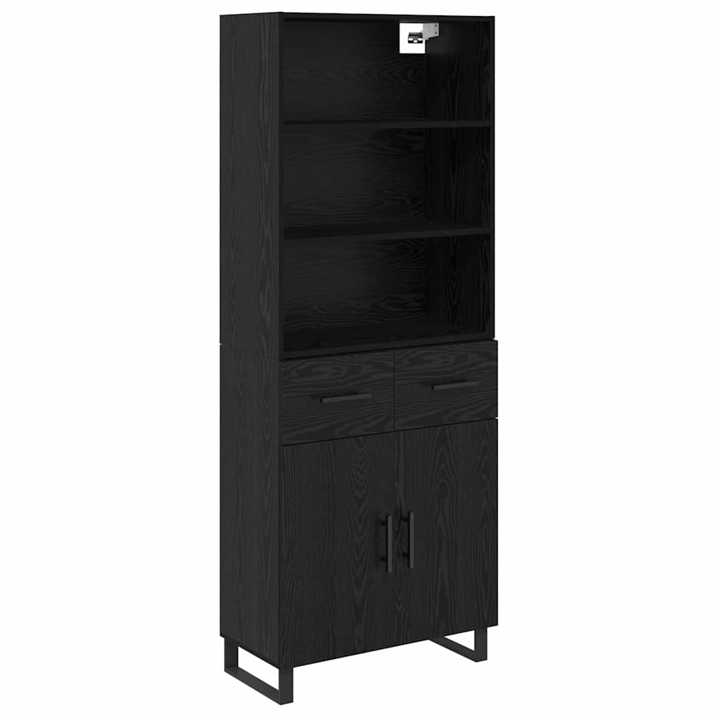Highboard 2 pcs Black Oak Effect 69.5 x 34 x 180 cm