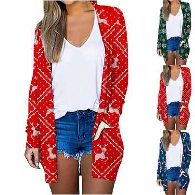 Женская модная повседневная куртка-кардиган средней длины с принтом 2022, пальто