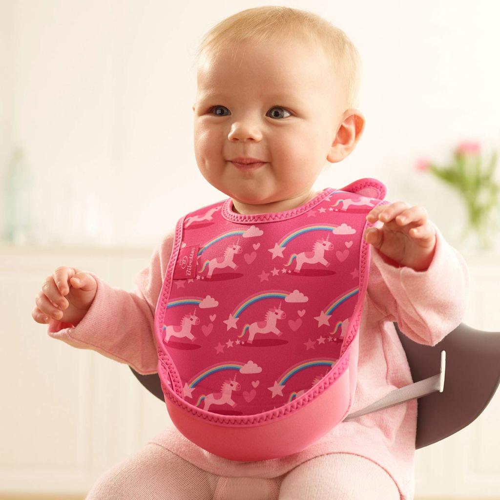 Bibetta Ultra Bib Unicorn Mealtime Machine with for Baby Food and Daycare Apron, Washable, Sleeveless, Bib,