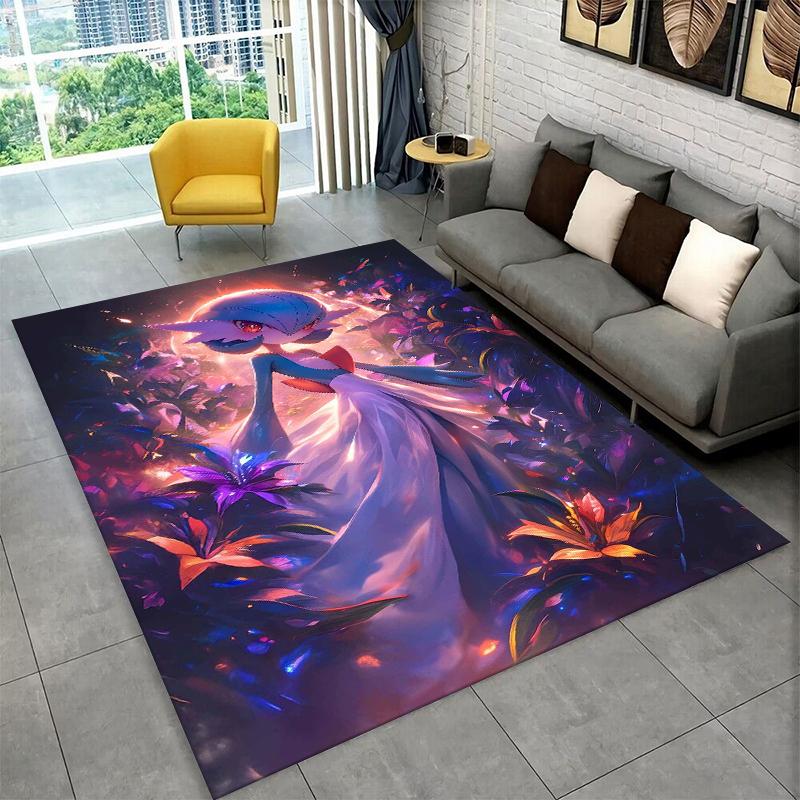 Classic Cartoon Pokemon Pikachu Non-Slip Area Rug for Living Room,Bedroom,Playroom,Soft Carpet Floor Mat Home Decor Rug Kid Room