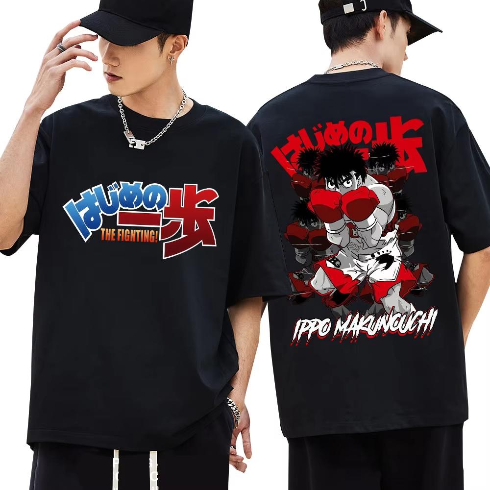 Anime Hajime No Ippo Kamogawa Boxing Tshirt Makunouchi Takamura KGB Classic T Shirts pure Cotton Casual Tees Casual Streetwear