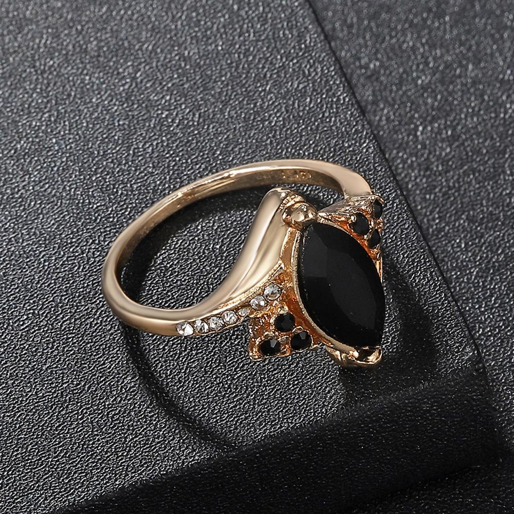 Женские элегантные модные черные ромбические стразы для свадебной вечеринки, размер ювелирных изделий 6-10