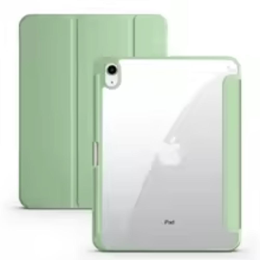 For iPad A16 Case 11th Generation 11inch , iPad 10th 10.9inch Transparent Back Cover Shell Tri-fold Stand with Pen Hold