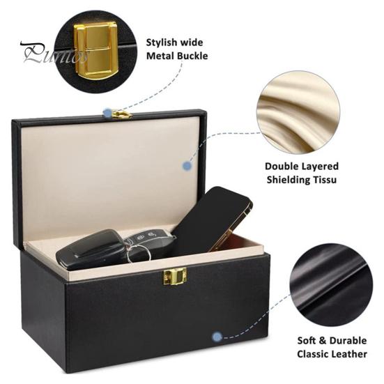 Коробка Фарадея для автомобильных ключей, блокирующая сигнализацию, двухслойный противоугонный органайзер для ключей с 2 карманами Фарадея