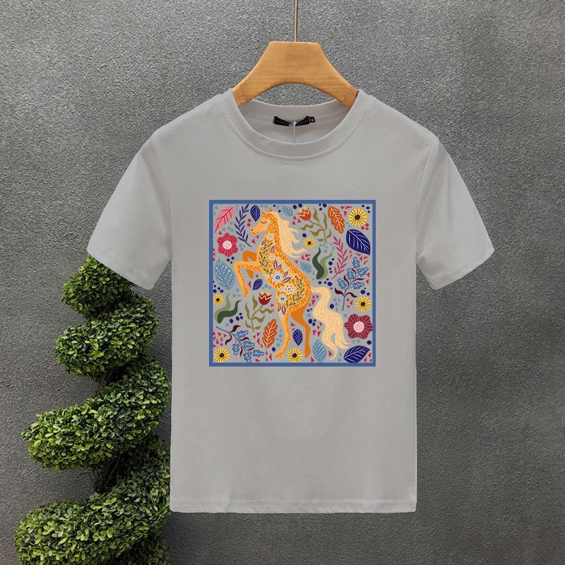 Horses and Flowers Print T Shirts For Man Funny Creative Aesthetic Tops Hip-hop Fashion Hipster Streetwear Summer Short Sleeves