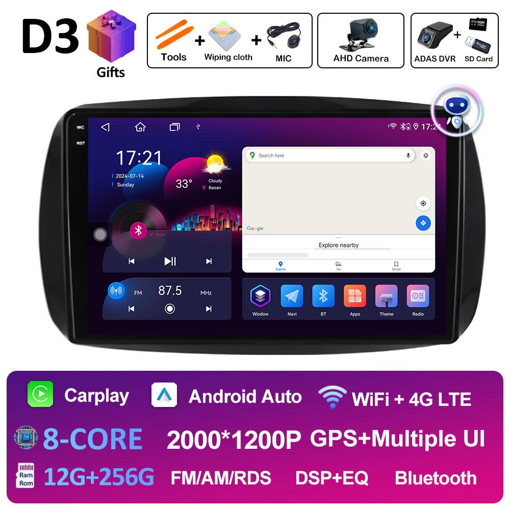 GPS Навигация Для Mercedes Smart 453 Fortwo 2014 2015 2016 2017 - 2020 Android Auto DSP Стерео QLED IPS Экран 4G Аксессуары