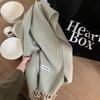 Wool Solid Color Simple Double Sided Scarf for Women Winter Versatile Warm Narrow Version Couple Scarf