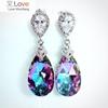 Trendy Dangle Earrings for Women Temperament Female Luxury Party Jewelry with Dazzling Crystal Aesthetic Lady Accessories