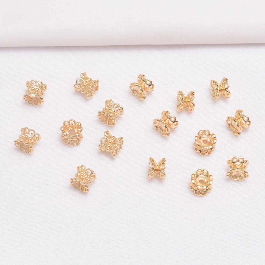 10 шт. 18-каратного золота, сохраняющего цвет, двухсторонний поднос для цветов, браслет ручной работы, колпачок для перегородки, бисерный материал, двухсторонний поднос для цветов с лепестками