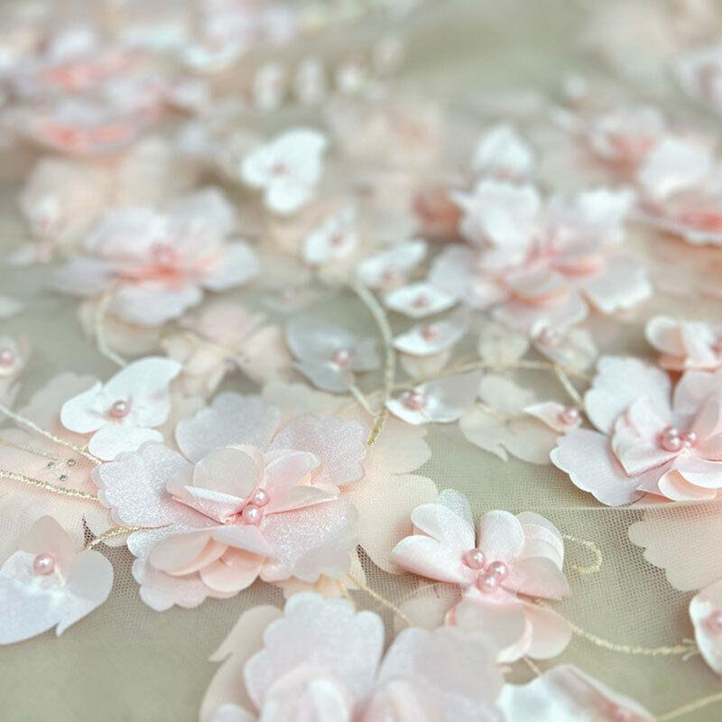 3DЦветочная Сетчатая Кружевная Ткань для Одежды Женское Свадебное Платье Вышитая Ткань DIY Шитье Платье-Халат Тюль Французская Гипюровая Африканская Кружевная