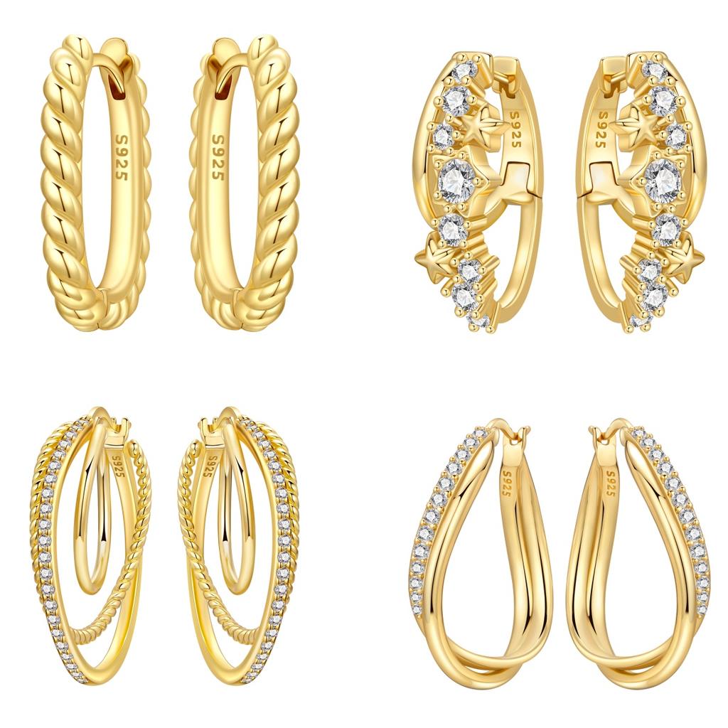Серьги Orstarry из серебра S925 с витым узором, позолоченные, модные украшения, подарок женщине