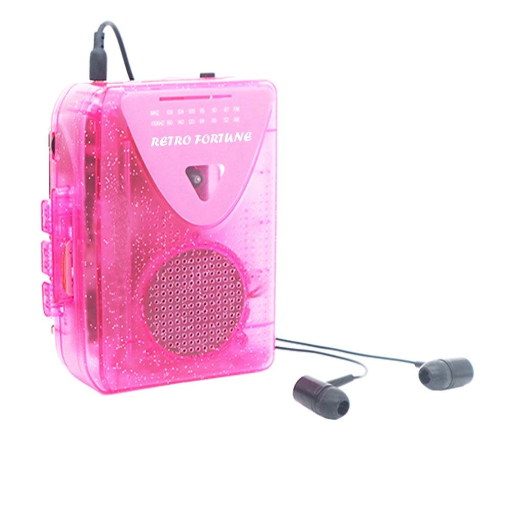 Retro Fortune Transparent Cassette Recorder Player Fashion Player with Am Fm Radio clear Walkman Player