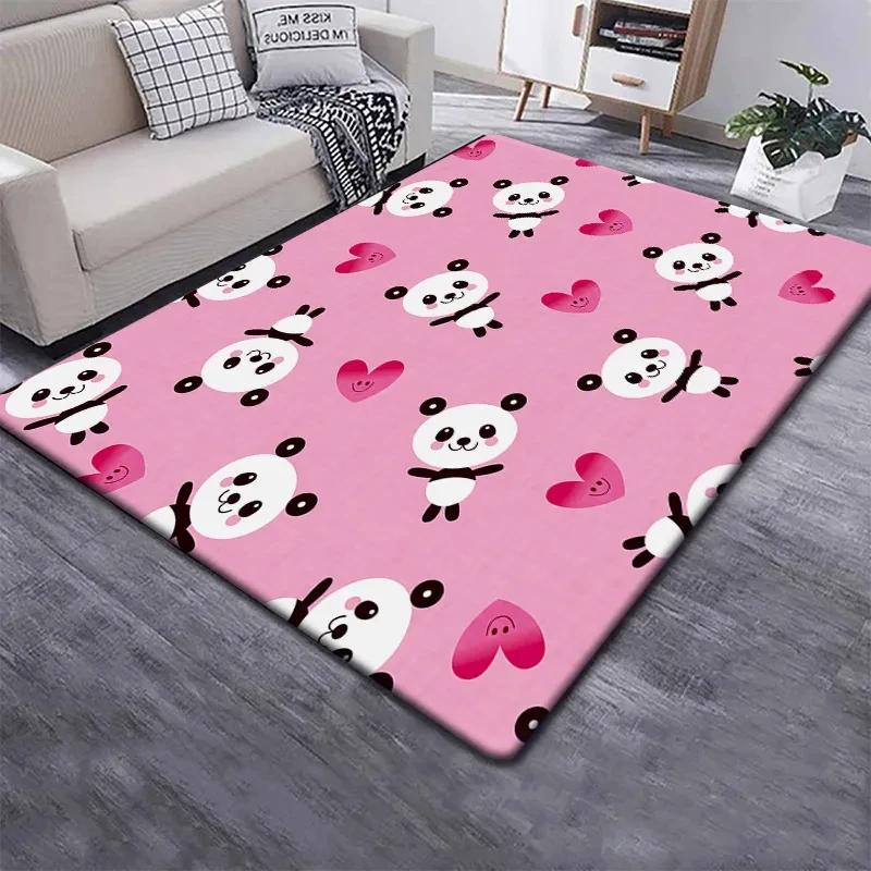 Cute Panda Carpet for Bedroom Bathroom Living Room Decor Baby's Crawling Mat Soft Cartoon Animal Area Rug Non-slip Play Mats