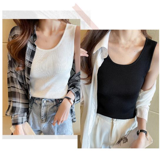 Женская майка без рукавов с круглым вырезом в рубчик, дышащая, облегающая, однотонная, летняя, женская, базовая, повседневная, майка-майка, повседневная одежда