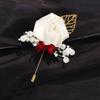 Wedding Groom Artificial Flower Bridal Imitation Pearls Brooch Pin Boutonniere Bouquet Corsage