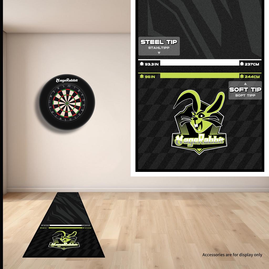 MageRabbit Dart Board Mat with Carry Bag and Throwing Line for Dart 65 X 295cm Dart Mat Plain with Throw Line Simple Compact Throw Mat Dart Board