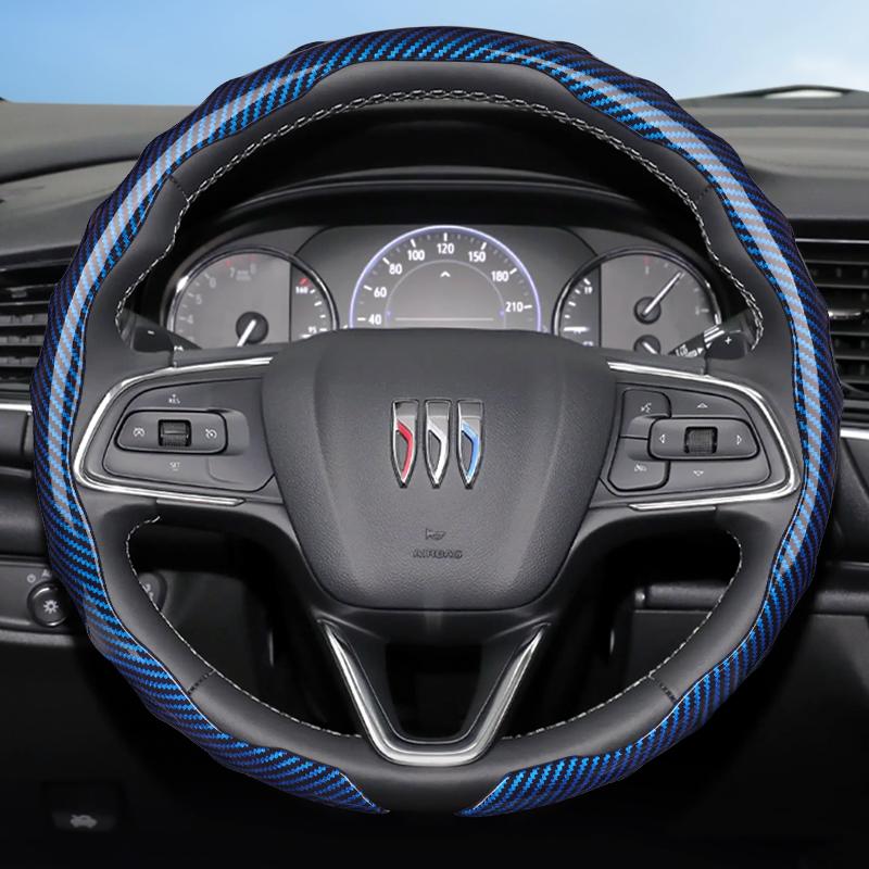 Подходит для Buick Чехол на руль с текстурой под карбон, защелкивающийся, волнообразной формы, спортивный дизайн, прочный защитный чехол, Encore Gx Envista Envision