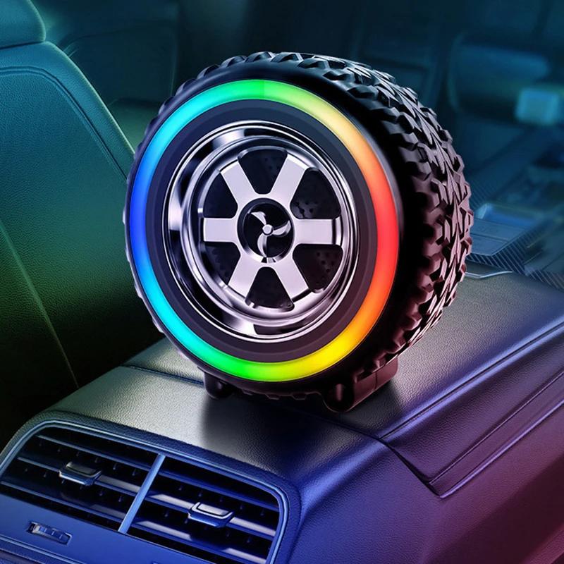 Креативная Bluetooth-колонка в форме автомобильного колеса со светодиодной подсветкой RGB, портативная, для улицы, музыкальная, беспроводная, декор для автомобиля, для смешных подарков
